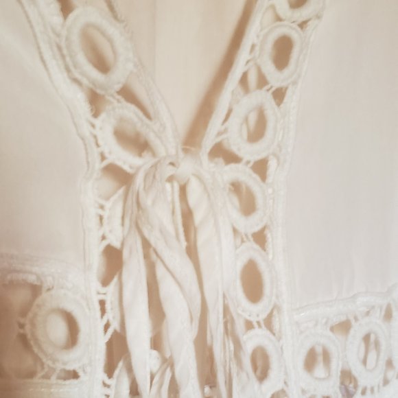 NWOT Crochet Trim Kimono Maxi Coverup Beach Wrap - Picture 4 of 5